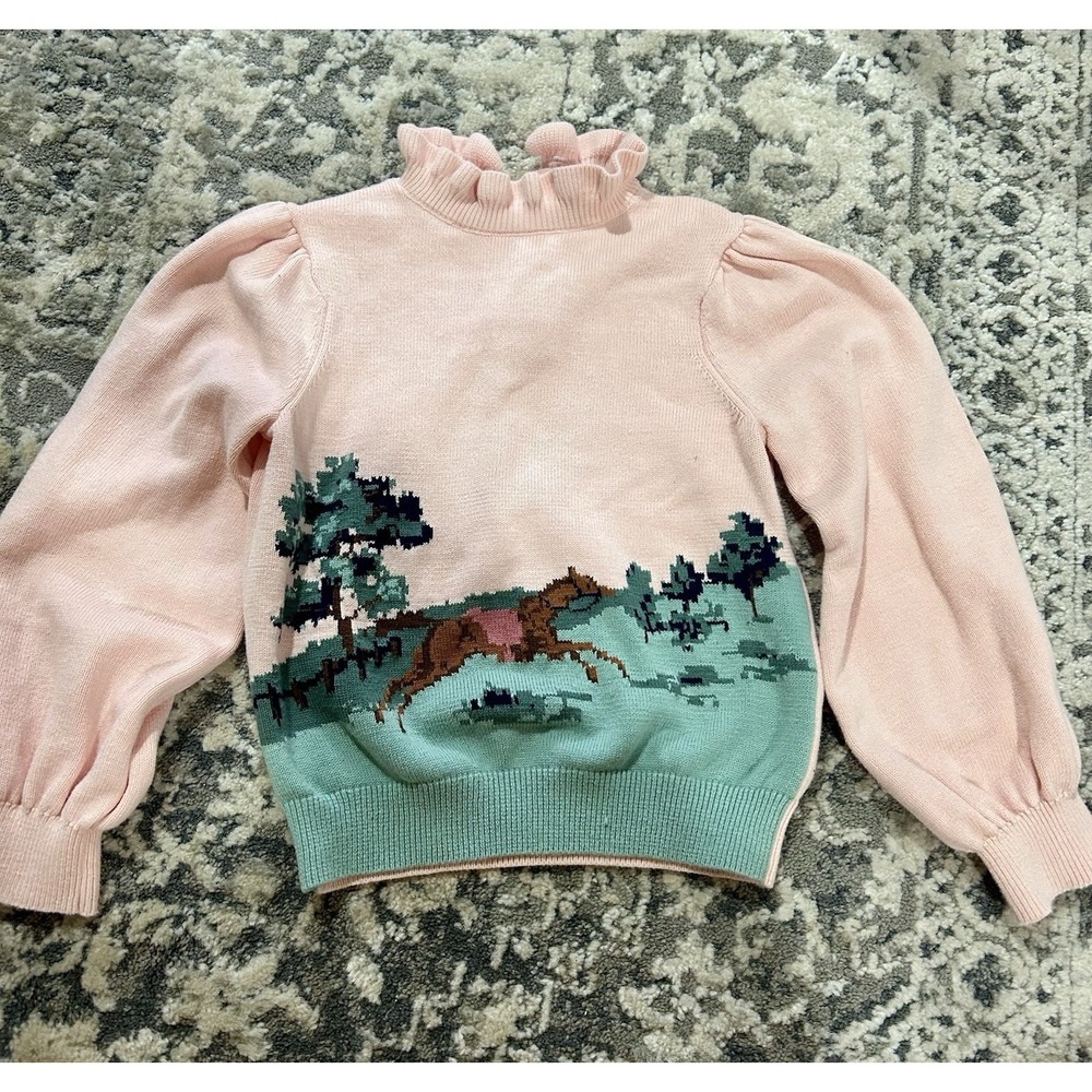Janie And Jack‎ Girls Pink Sweater With Horse Size 5t